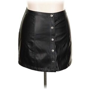 NWT Faux Leather Mini Skirt Black Snap Button Detail Plus Size XXL